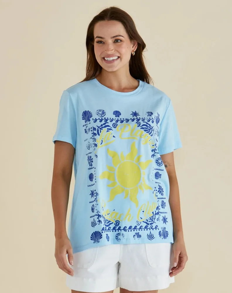 Ellia Crew Tee - La Plage Print sold by Freez