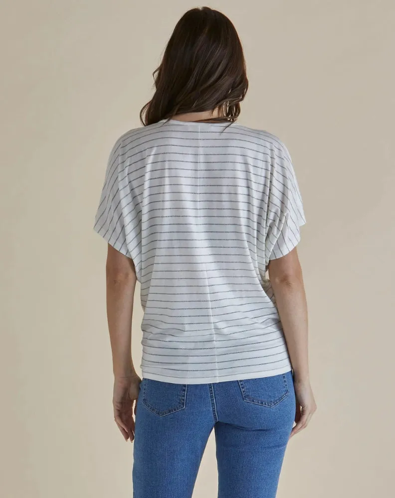 Maui Tee - White Lurex Stripe Multi sold by Freez product image thumbnail 3