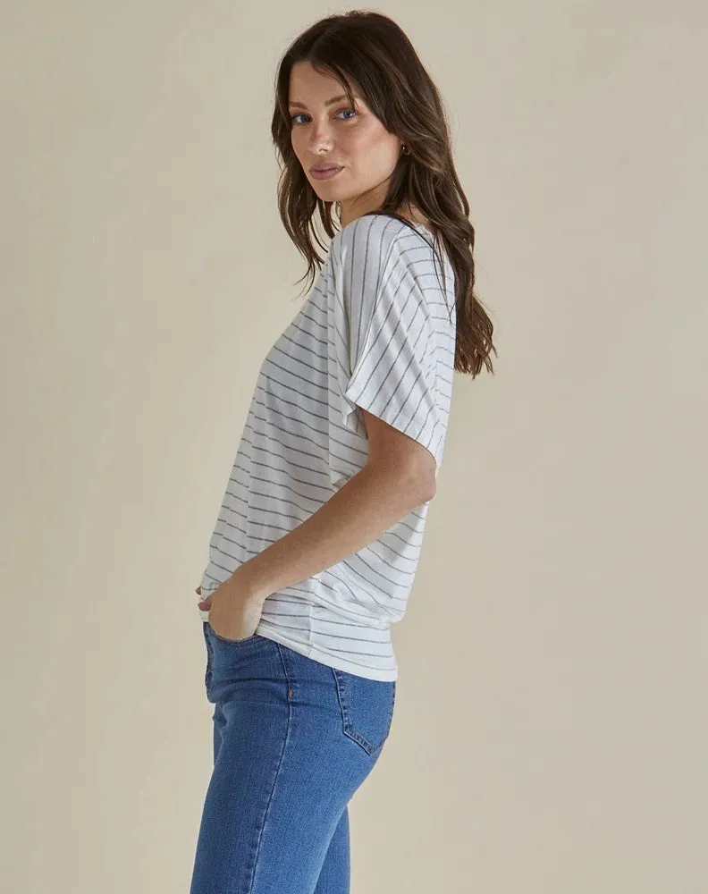 Maui Tee - White Lurex Stripe Multi sold by Freez product image thumbnail 4