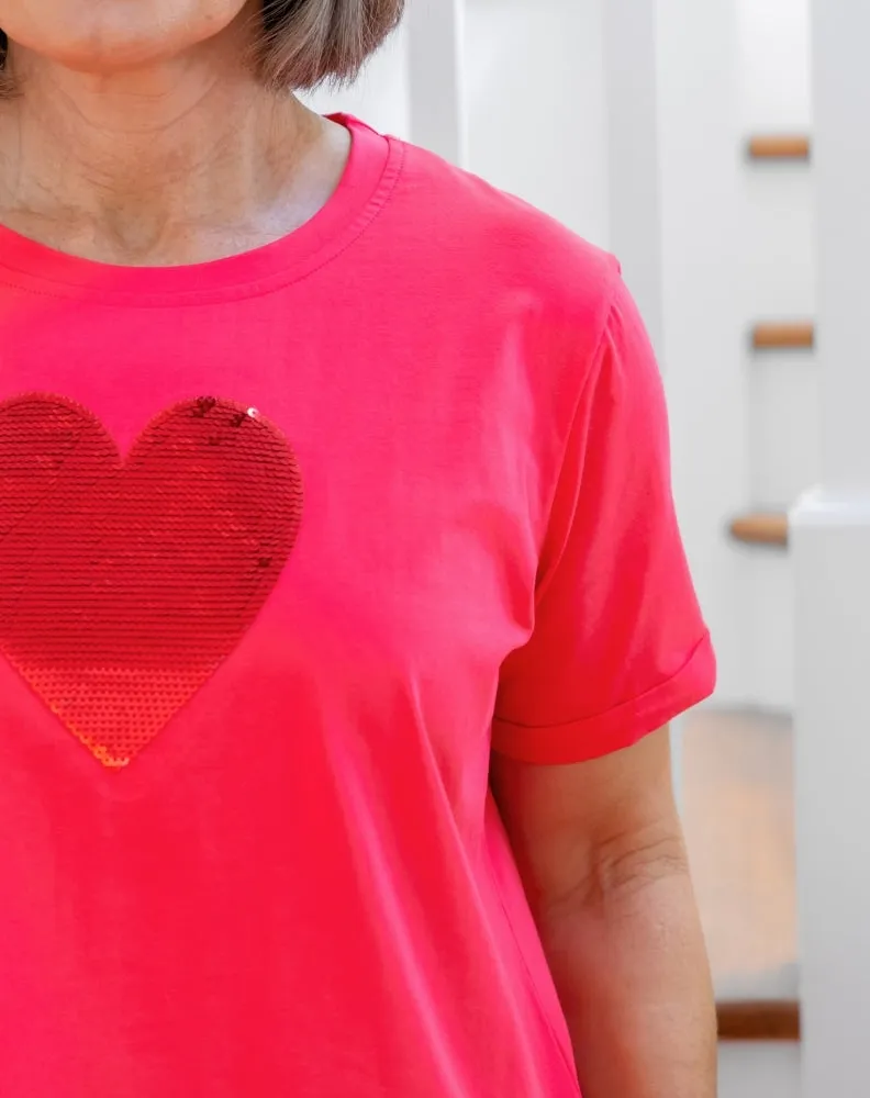 Heart Sequin Tee - Melon sold by Freez product image thumbnail 5