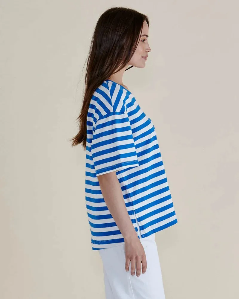 Relax Boxy Tee - Azure Blue Stripe sold by Freez product image thumbnail 2