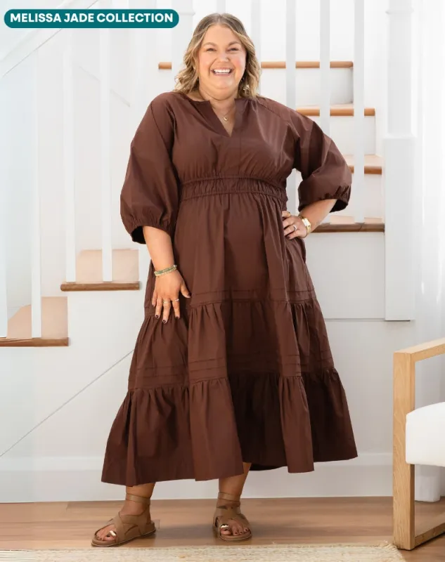 Olive Midi Dress - Chocolate made by Freez