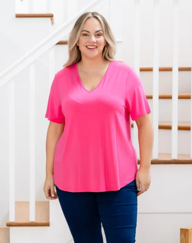 Elena V-Neck Tee - Candy made by Freez