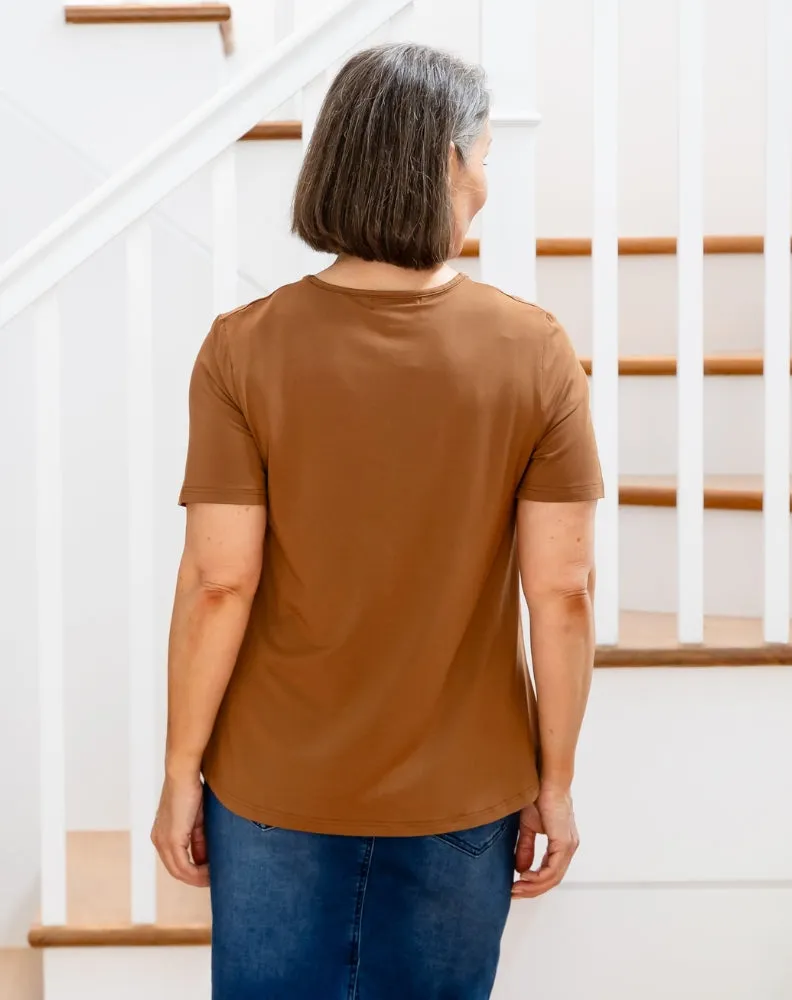 Elena V-Neck Tee - Nutmeg sold by Freez product image thumbnail 5