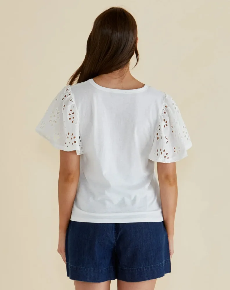 Lottie Embroidered Tee - White sold by Freez product image thumbnail 4