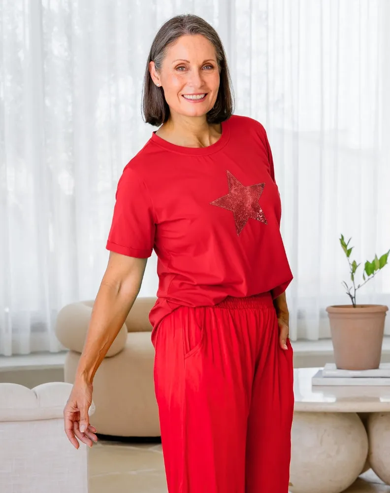 Star Sequin Tee - Red sold by Freez product image thumbnail 4