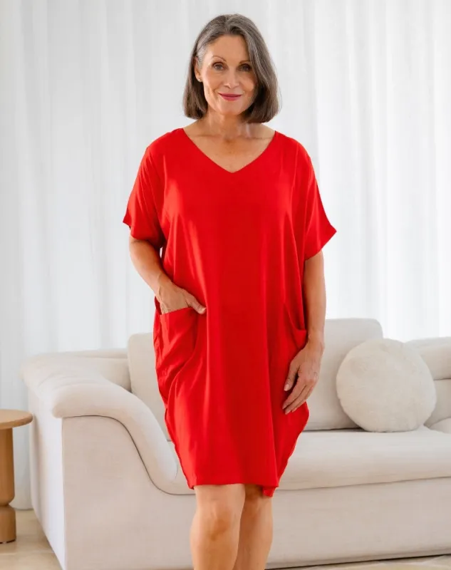 Pocket Dress -Red sold by Freez