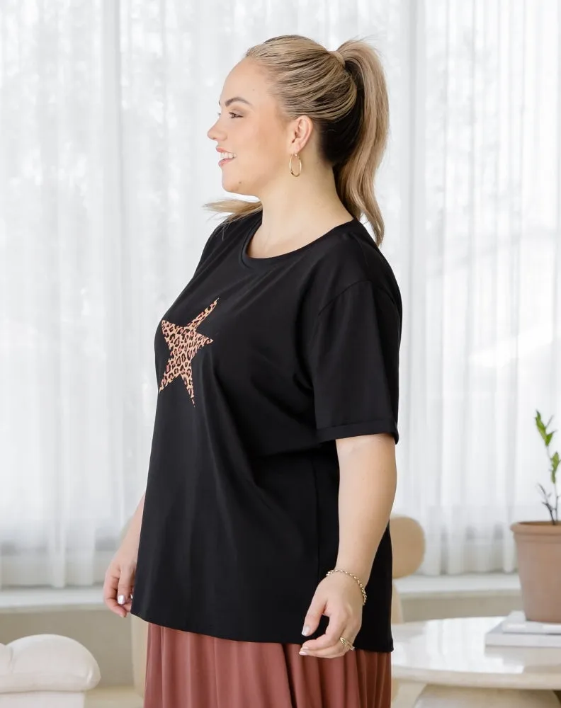 Leopard Star Cuff Tee sold by Freez product image thumbnail 3