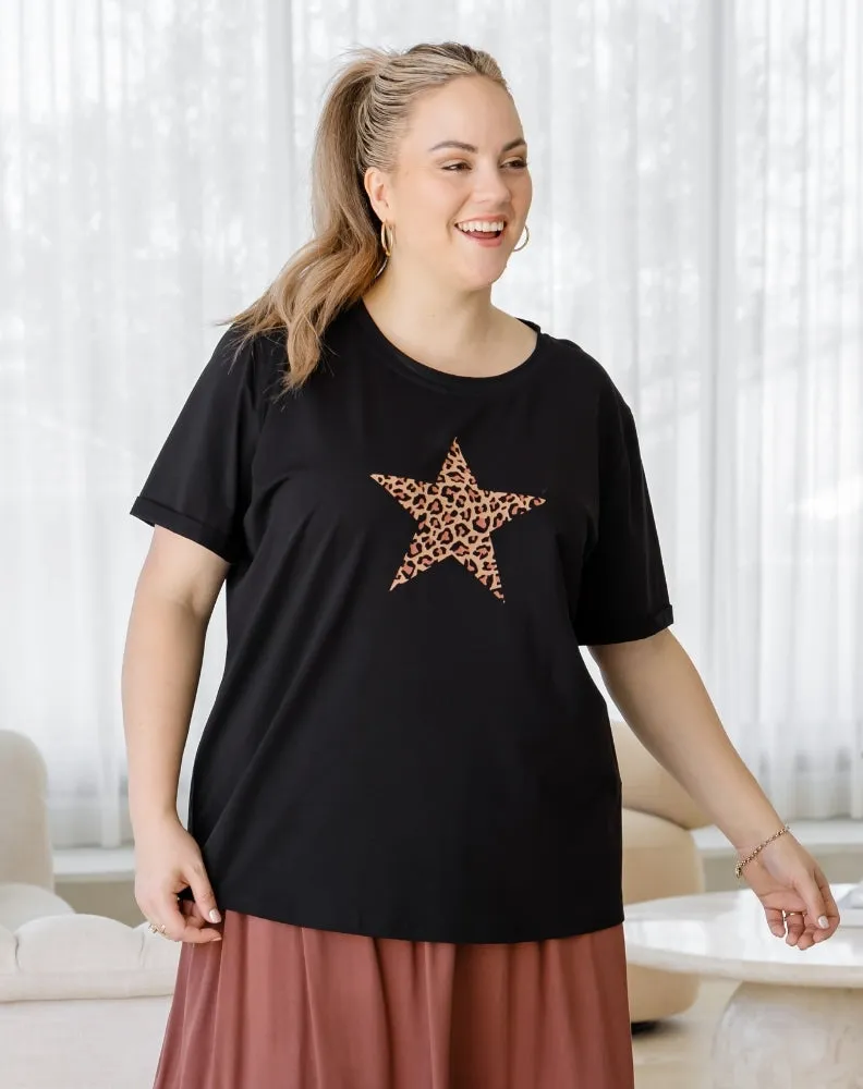 Leopard Star Cuff Tee sold by Freez product image thumbnail 2
