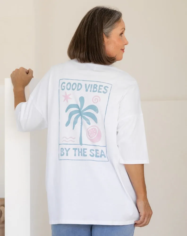 Good Vibes Oversized Tee sold by Freez product image thumbnail 4