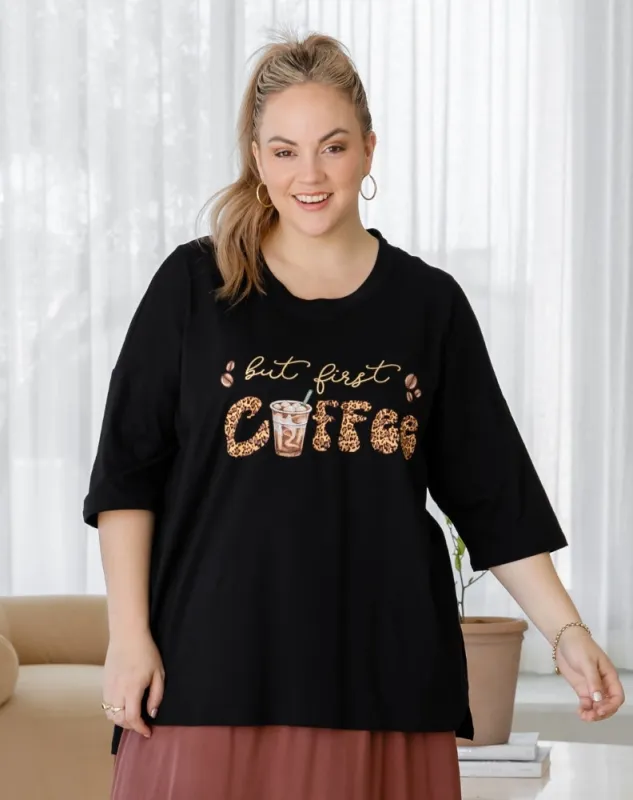 But First Coffee Oversized Tee made by Freez