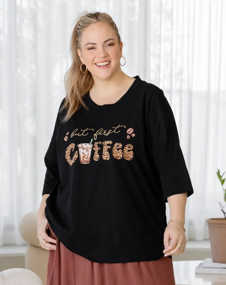 But First Coffee Oversized Tee sold by Freez product image thumbnail 5