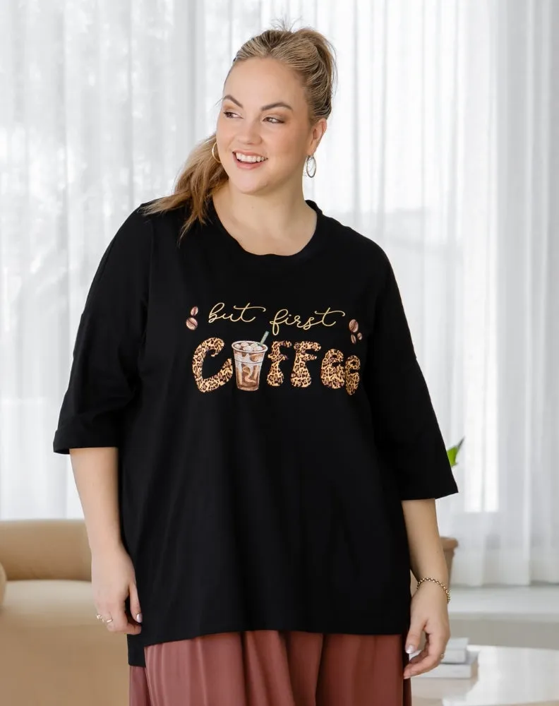 But First Coffee Oversized Tee sold by Freez product image thumbnail 3