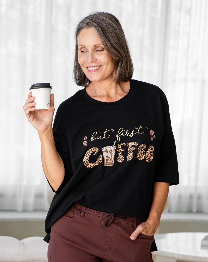 But First Coffee Oversized Tee sold by Freez product image thumbnail 2