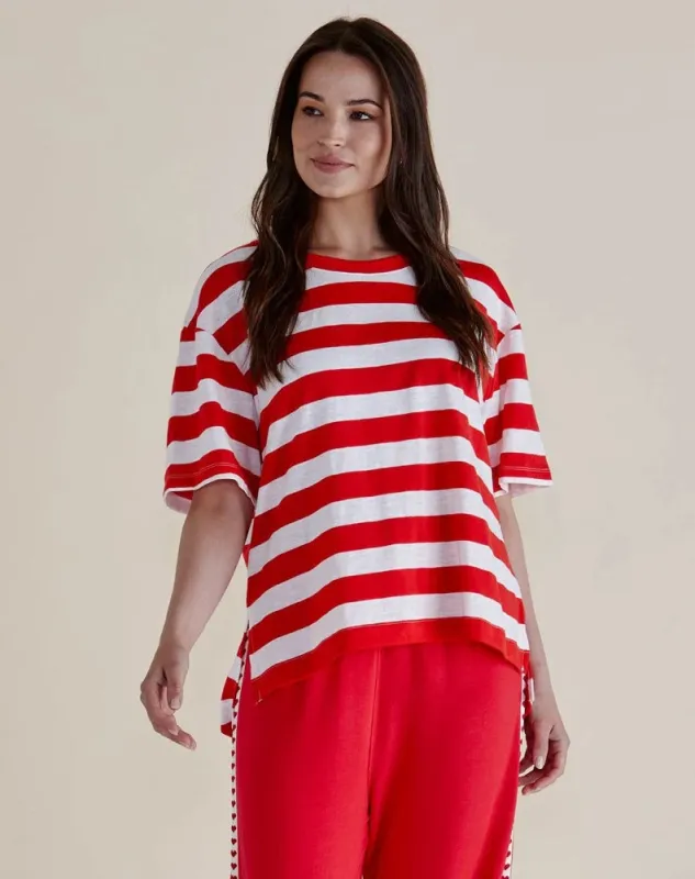 Relax Boxy Tee - Red Stripe sold by Freez