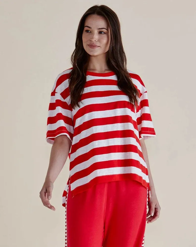 Relax Boxy Tee - Red Stripe sold by Freez