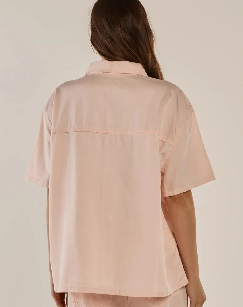 Saffra Short Sleeve Denim Shirt - Pink sold by Freez product image thumbnail 4