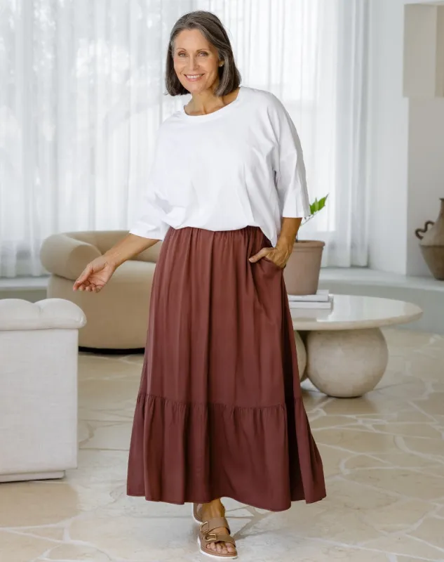 Danielle Maxi Skirt - Chocolate sold by Freez