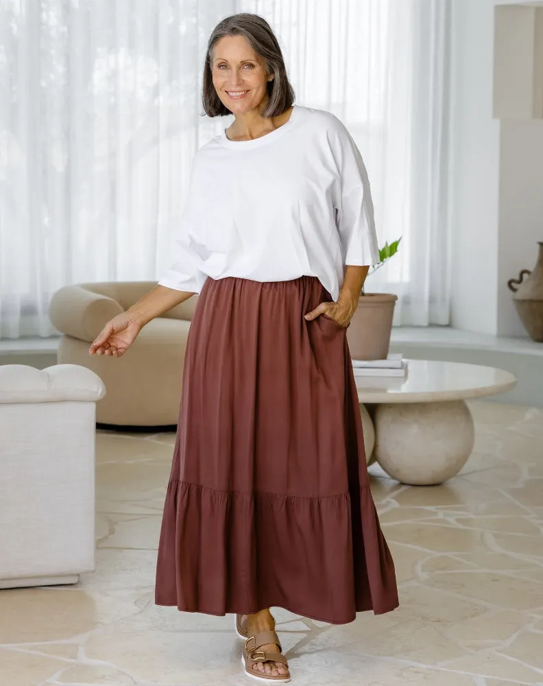 Danielle Maxi Skirt - Chocolate sold by Freez