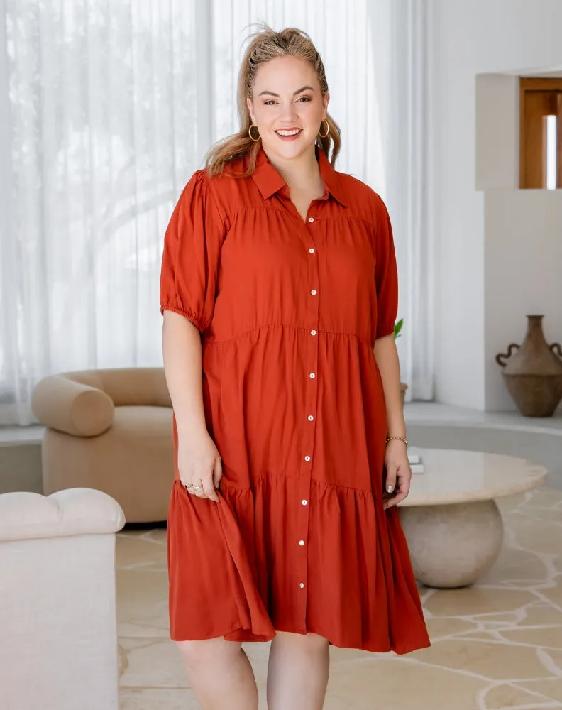 Taylor Shirt Dress - Rust sold by Freez product image thumbnail 3