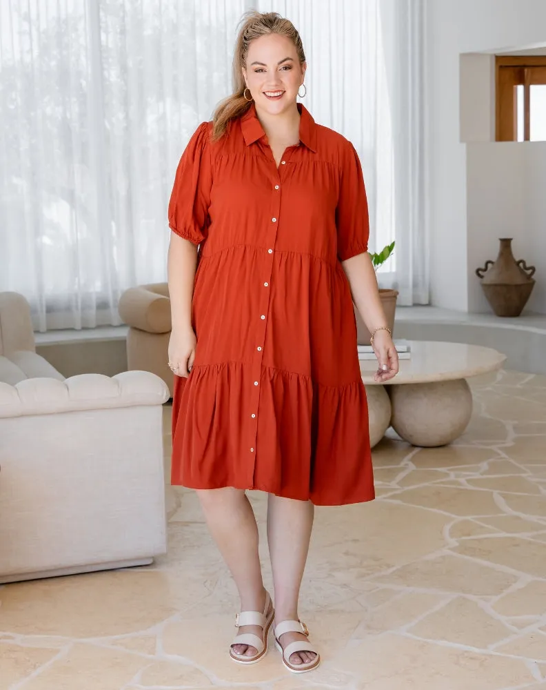 Taylor Shirt Dress - Rust sold by Freez product image thumbnail 5