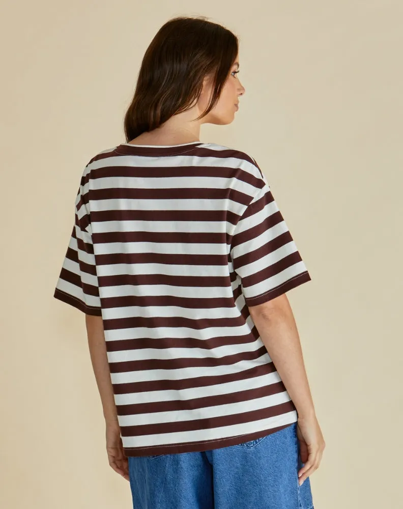 Relax Boxy Tee - Brown Stripe Brown sold by Freez product image thumbnail 3