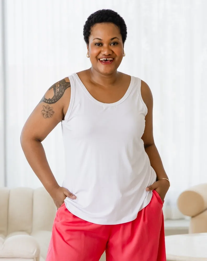 Elena Two-Way Neckline Tank – White sold by Freez product image thumbnail 3