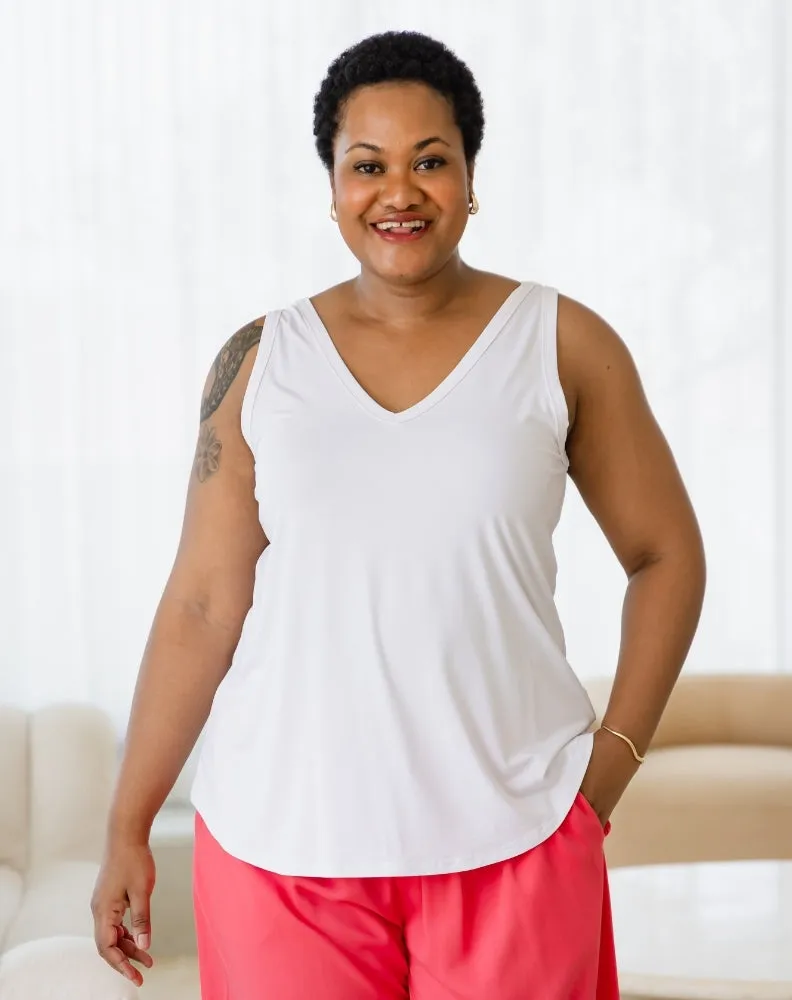 Elena Two-Way Neckline Tank – White sold by Freez product image thumbnail 2