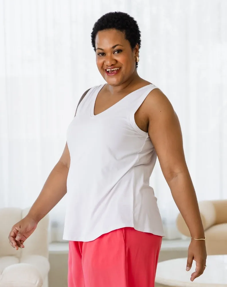 Elena Two-Way Neckline Tank – White sold by Freez product image thumbnail 5