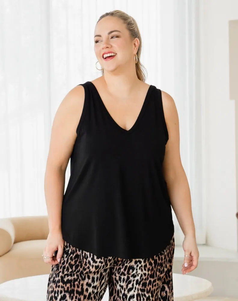 Elena Two-Way Neckline Tank – Black sold by Freez product image thumbnail 5
