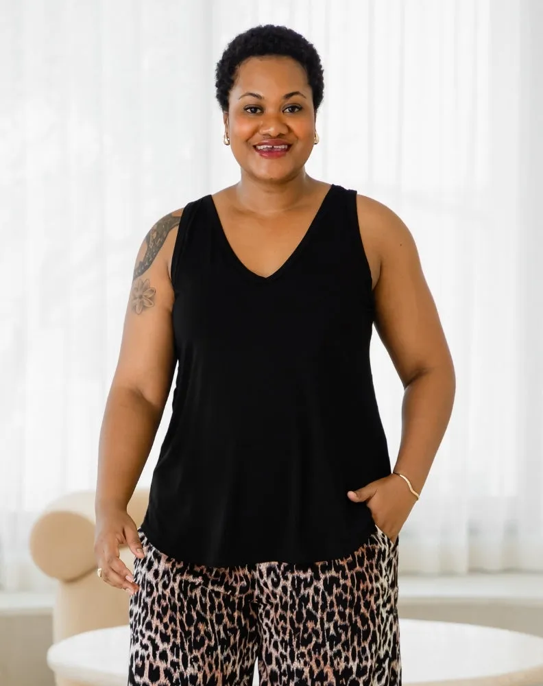 Elena Two-Way Neckline Tank – Black sold by Freez product image thumbnail 2