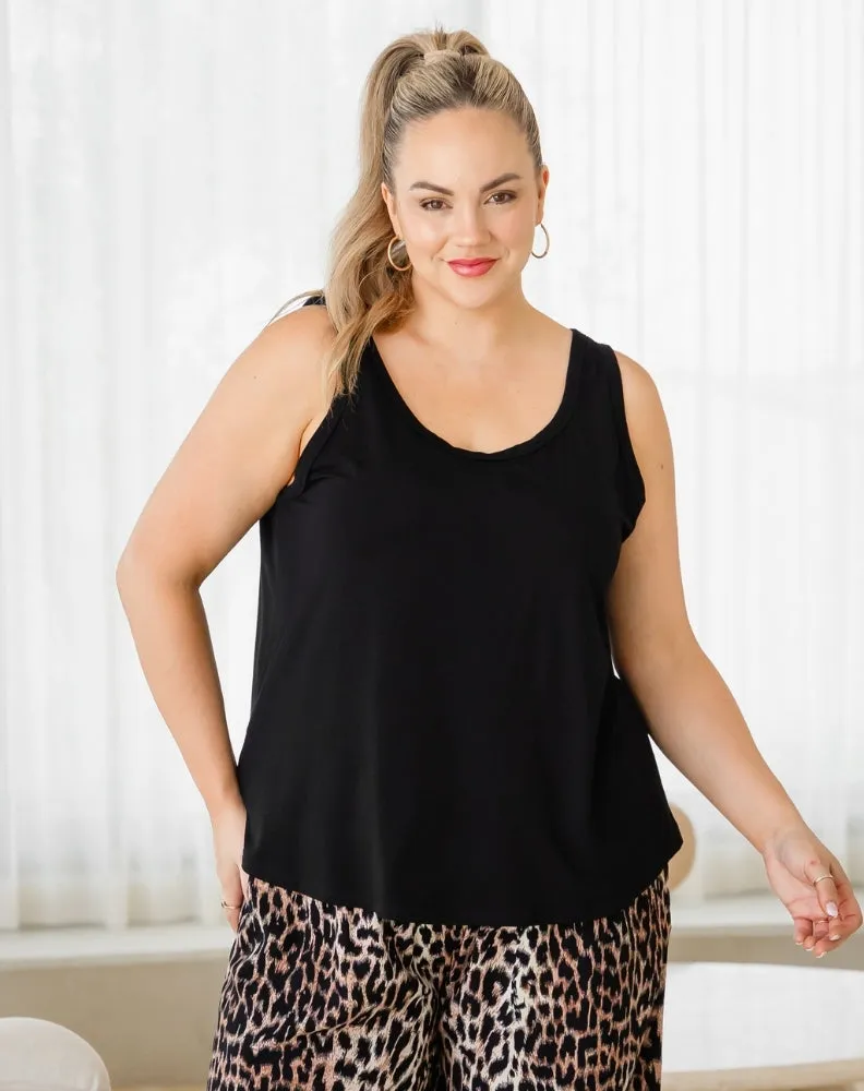 Elena Two-Way Neckline Tank – Black sold by Freez product image thumbnail 3