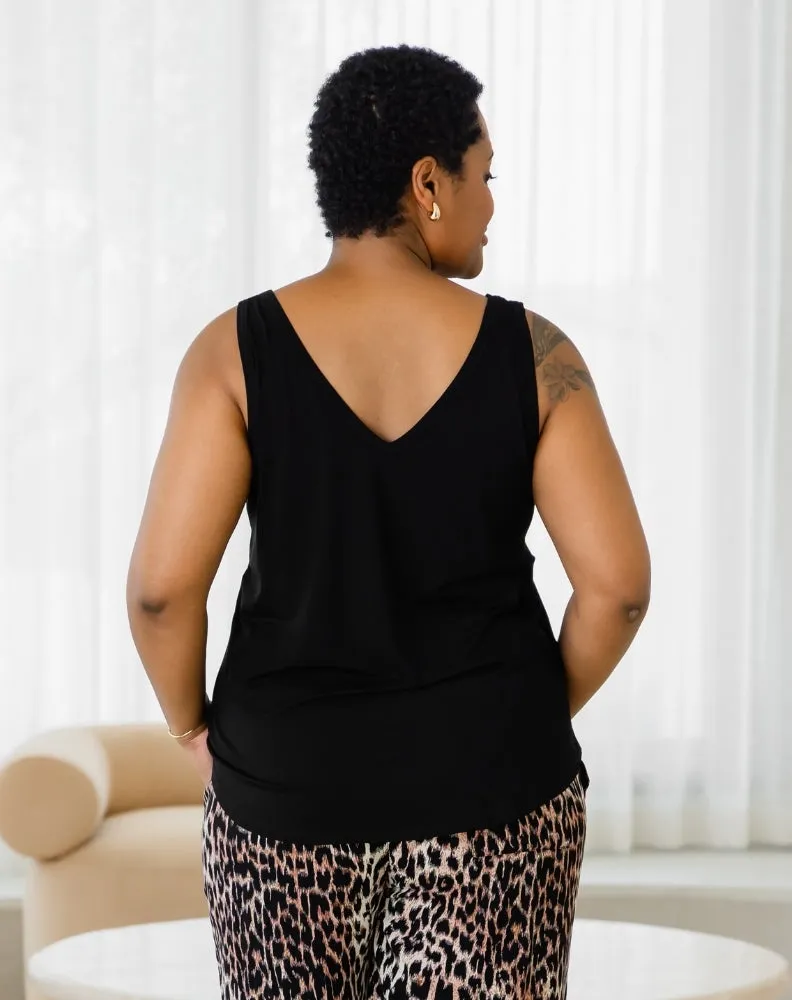 Elena Two-Way Neckline Tank – Black sold by Freez product image thumbnail 4