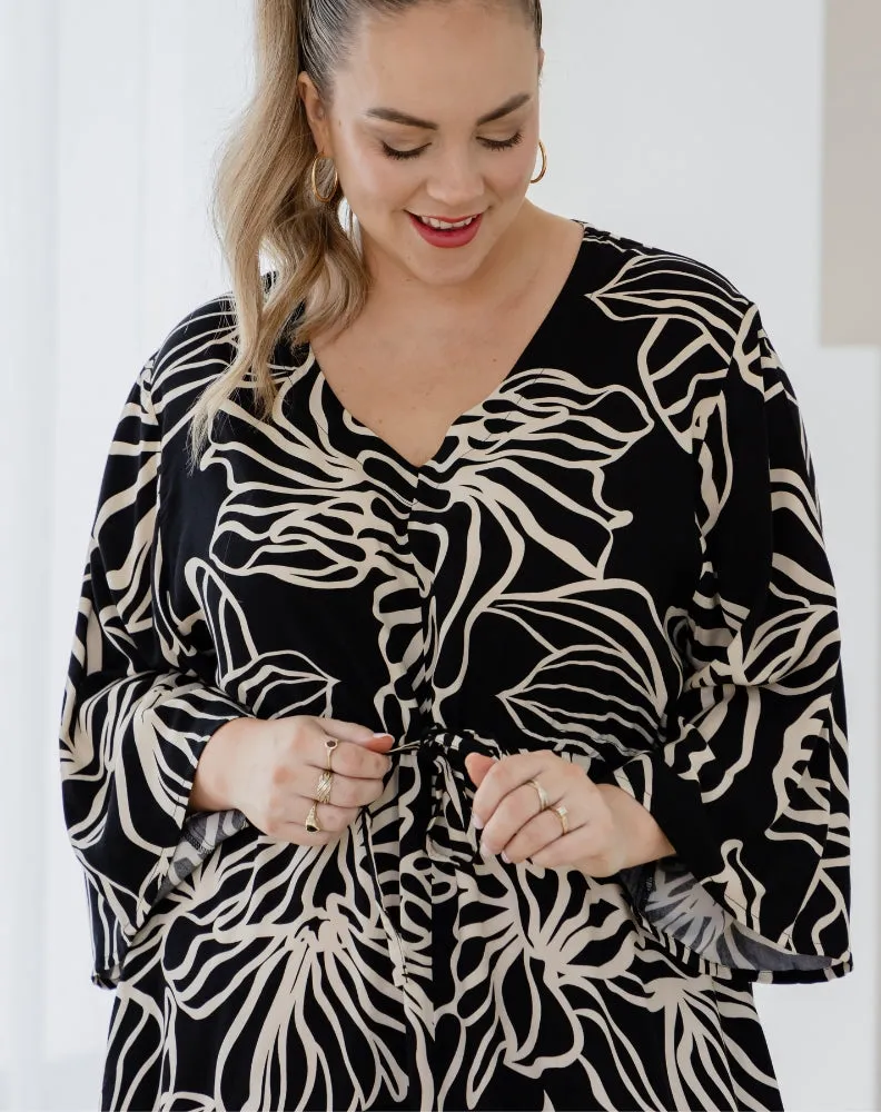 Zoe Dress With Pockets - Midnight Palm sold by Freez product image thumbnail 4