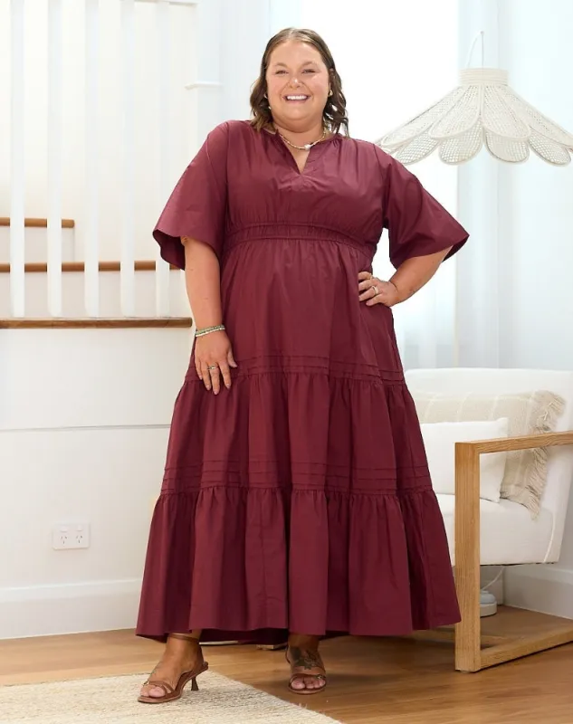 Teddie Maxi Dress - Wine made by Freez