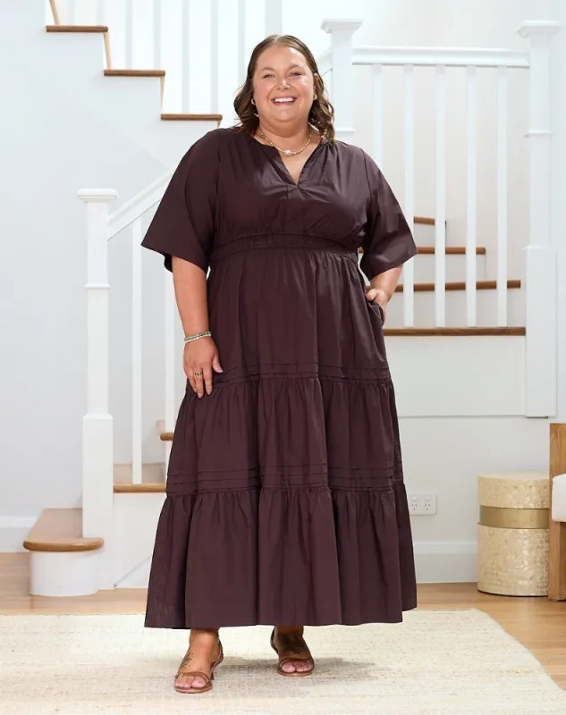 Teddie Maxi Dress - Chocolate made by Freez