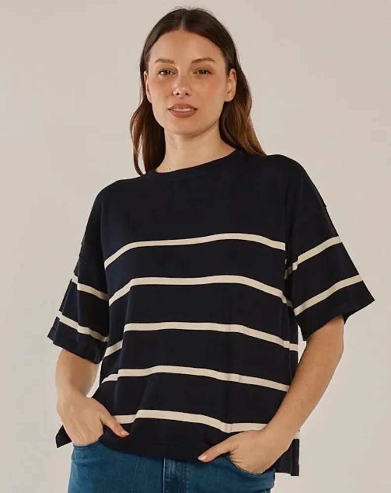 Bailey Boxy Top - Navy/Cream sold by Freez product image thumbnail 2