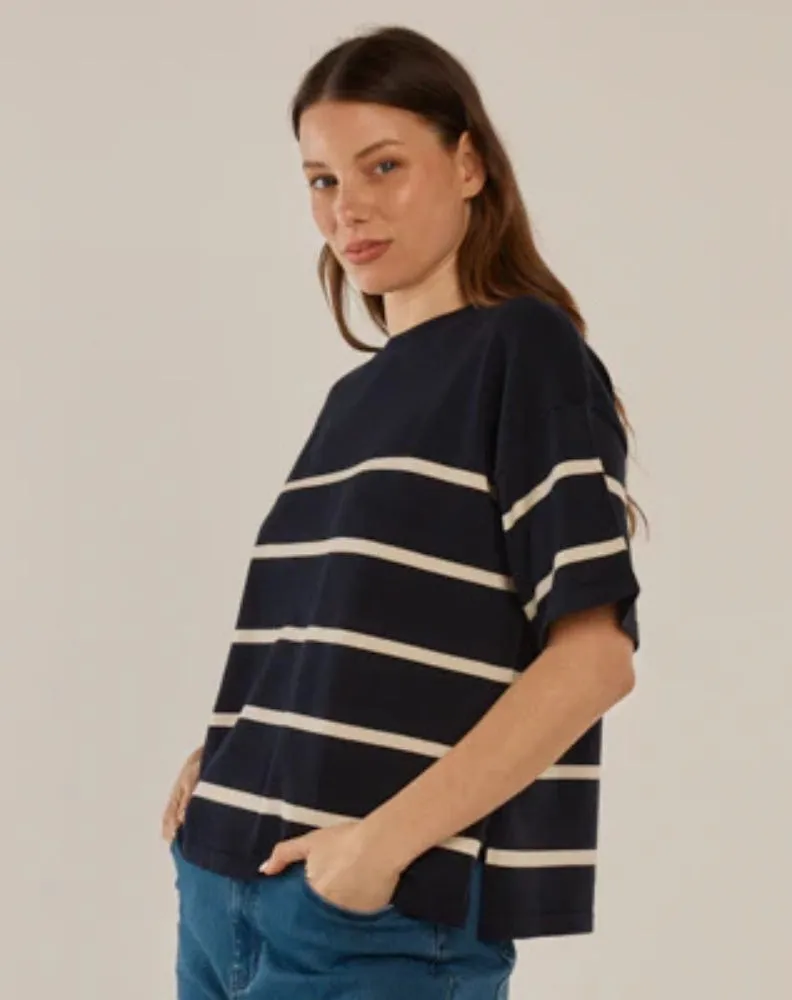 Bailey Boxy Top - Navy/Cream sold by Freez product image thumbnail 3