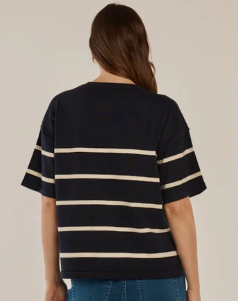 Bailey Boxy Top - Navy/Cream sold by Freez product image thumbnail 4