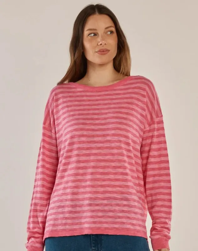 Natasha Knit Top - Blush Stripe Pink made by Freez