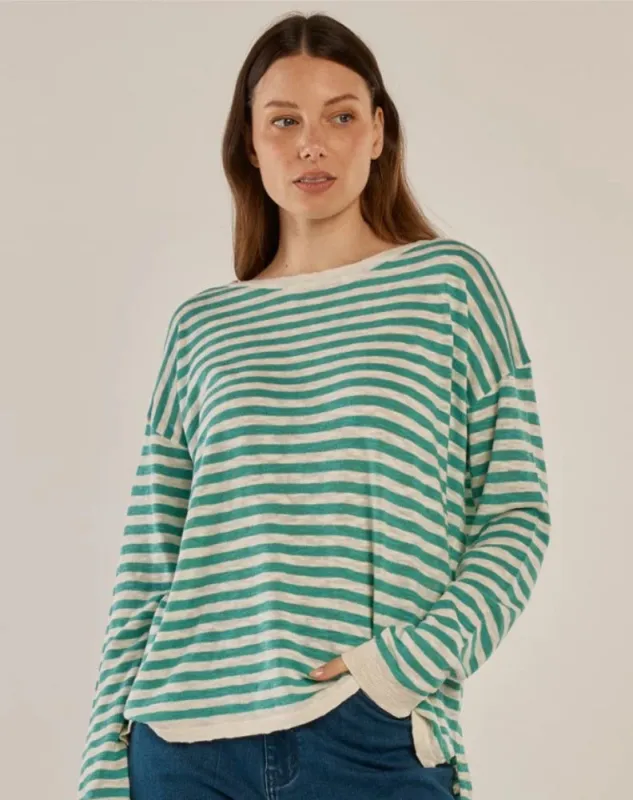 Natasha Knit Top - Lime Stripe Green made by Freez