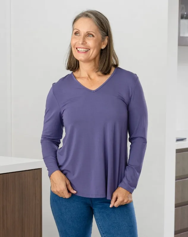 Laney V Neck Tee - Mauve made by Freez