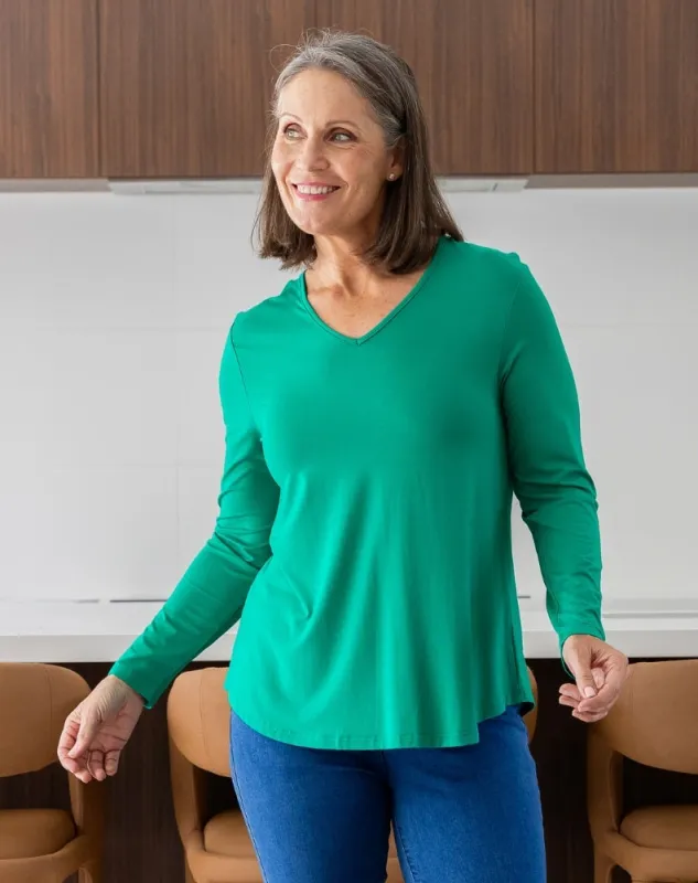 Laney V Neck Tee - Emerald made by Freez