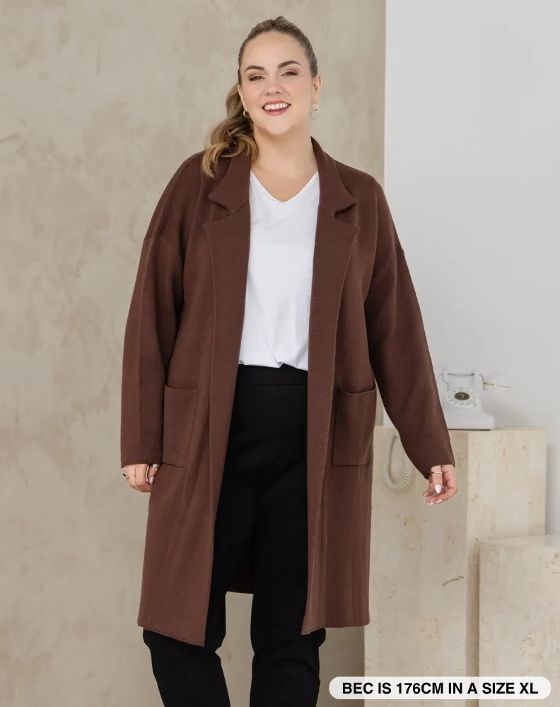 Chloe Knit Coatigan Chocolate sold by Freez product image thumbnail 2