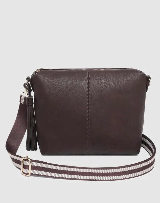Daisy Stripe Crossbody Bag - Chocolate made by Freez
