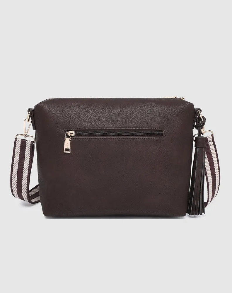 Daisy Stripe Crossbody Bag - Chocolate sold by Freez product image thumbnail 3