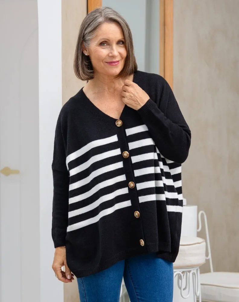 Chelsea Knit - Black White Stripe sold by Freez