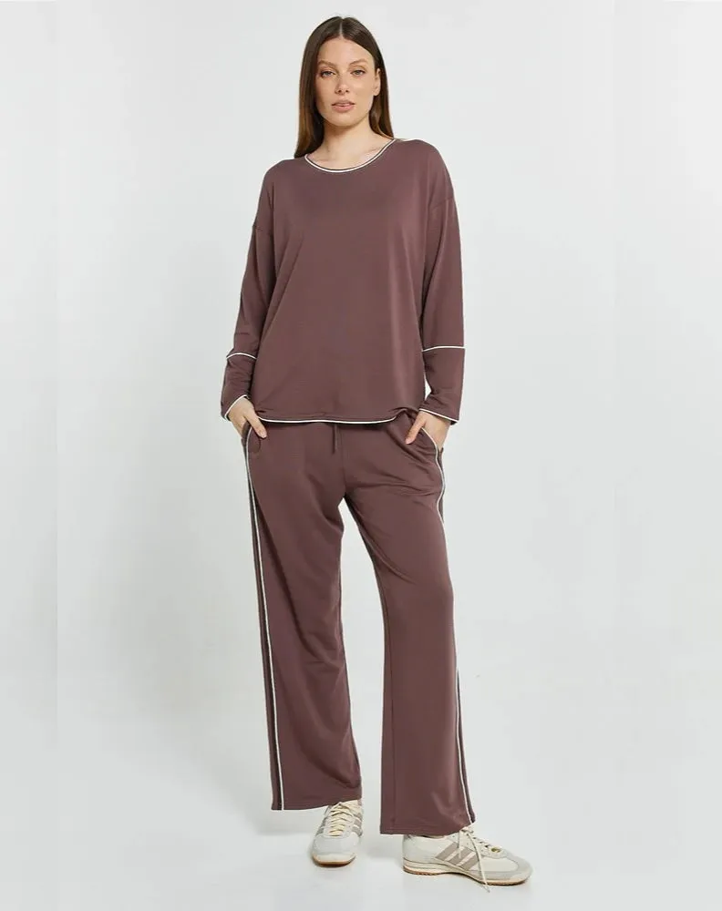 Evelyn Wide Leg Jogger - Nutmeg Brown sold by Freez product image thumbnail 2