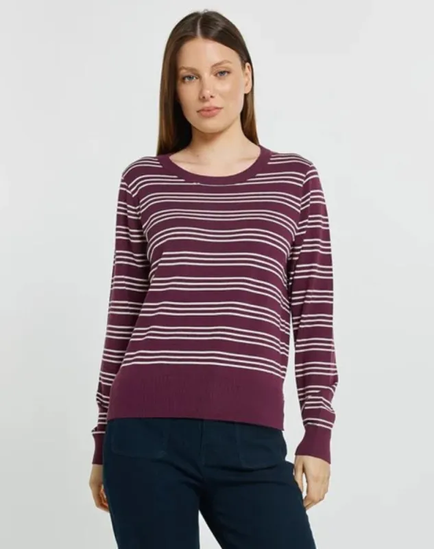 Lenore Sweater - Wine/Pink Stripe made by Freez