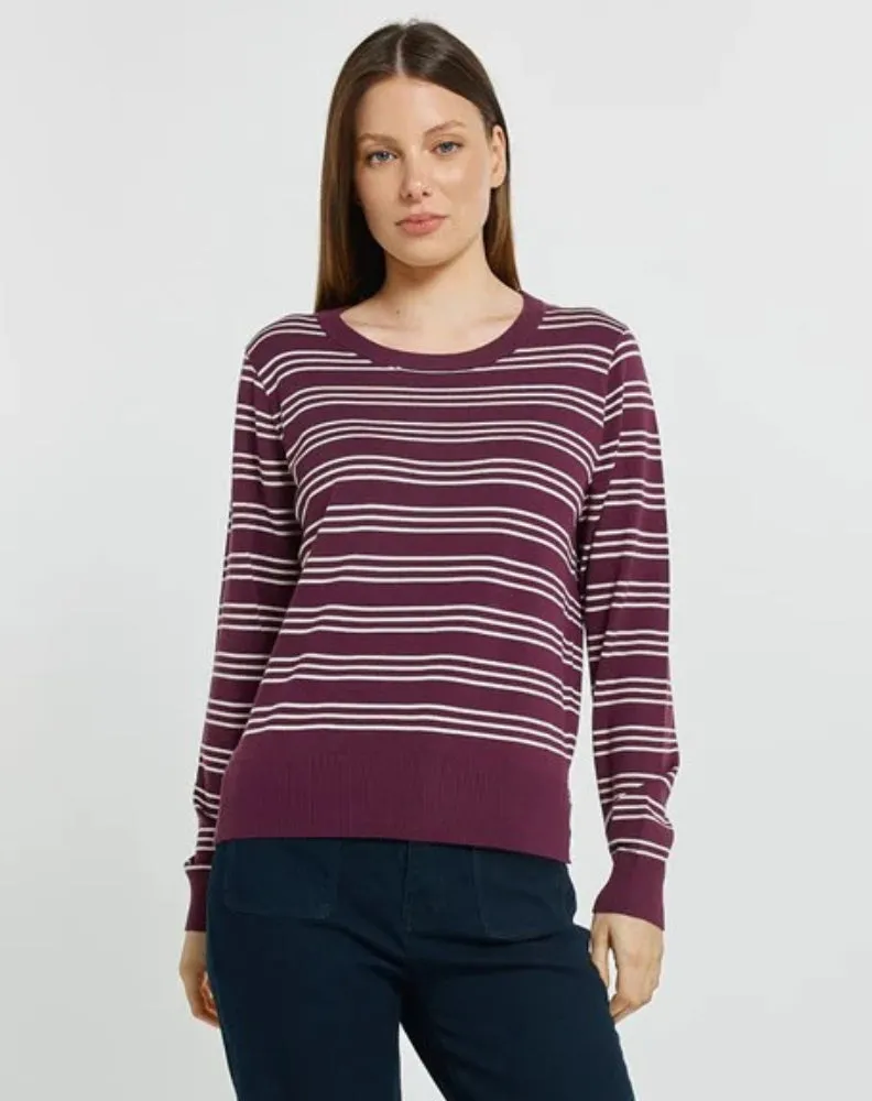 Lenore Sweater - Wine/Pink Stripe sold by Freez